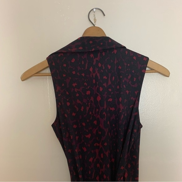 [Express] Red & Black Animal Print Sleeveless Wrap Dress - Picture 9 of 9